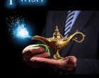 Rubbing magic Aladdins genie lamp